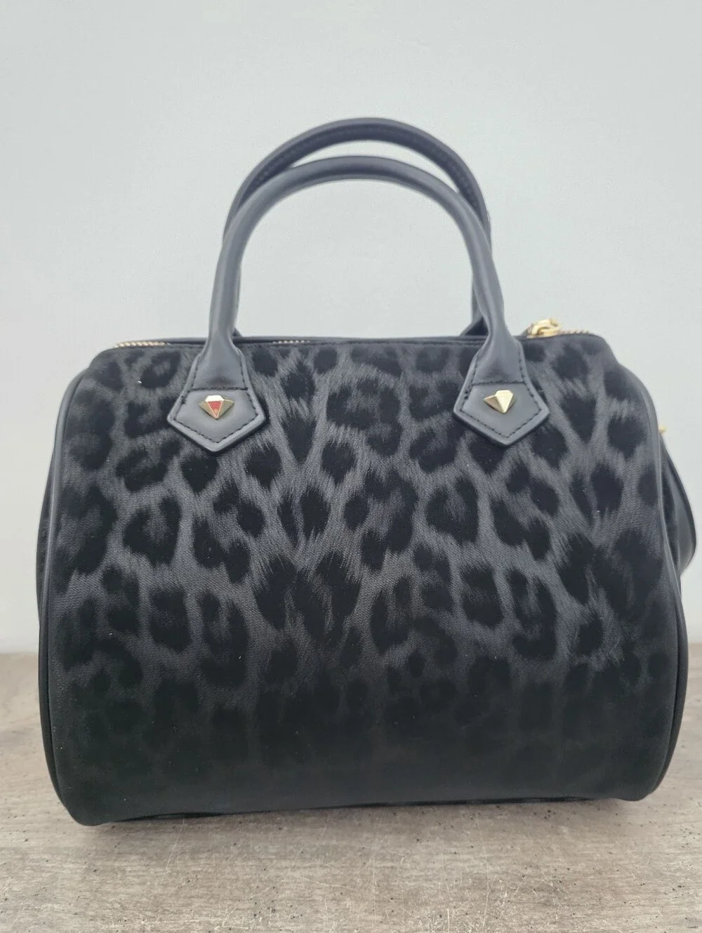 Baby Phat Black Leopard Print Satchel Handbag with Charm Viral TikTok
